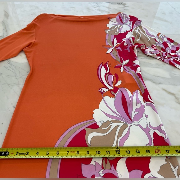 EMILIO PUCCI ORANGE FLORAL PRINT DRESS MODEL OEJH42 SIZE IT 44 / US 10 NWTS! - Picture 12 of 17